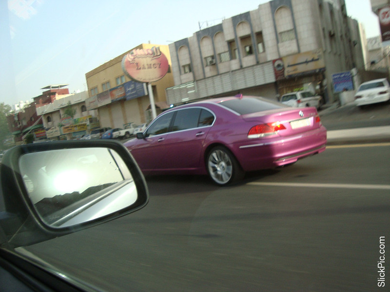 Pink BMW 7 on Sari Street